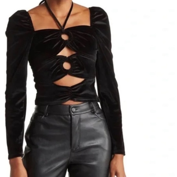 NWT Torn by Ronny Kobo Velvet Cut Out Crop in Electric Blue - Picture 4 of 8